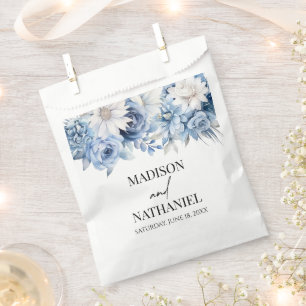 Dusty Blue Floral Flowers Garden Wedding Favour Bag