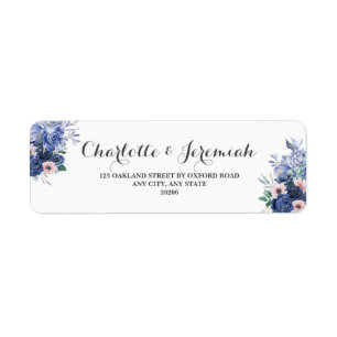 Dusty Blue Floral Foliage Wedding Return Address