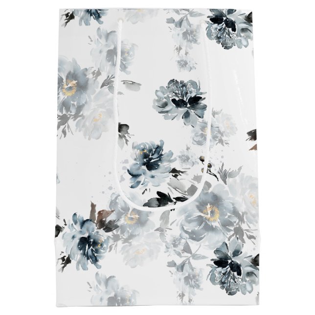 Dusty Blue Floral Gift Bag (Back)