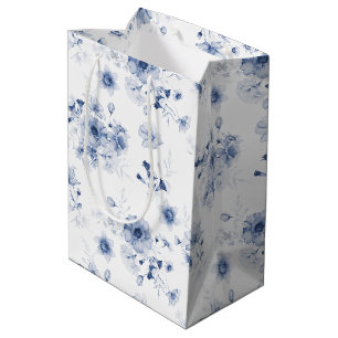 Dusty Blue Floral Gift Bag