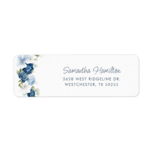 Dusty Blue Floral Green Adresse de retour