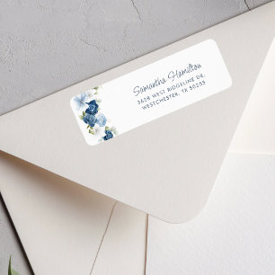 Dusty Blue Floral Green Adresse de retour