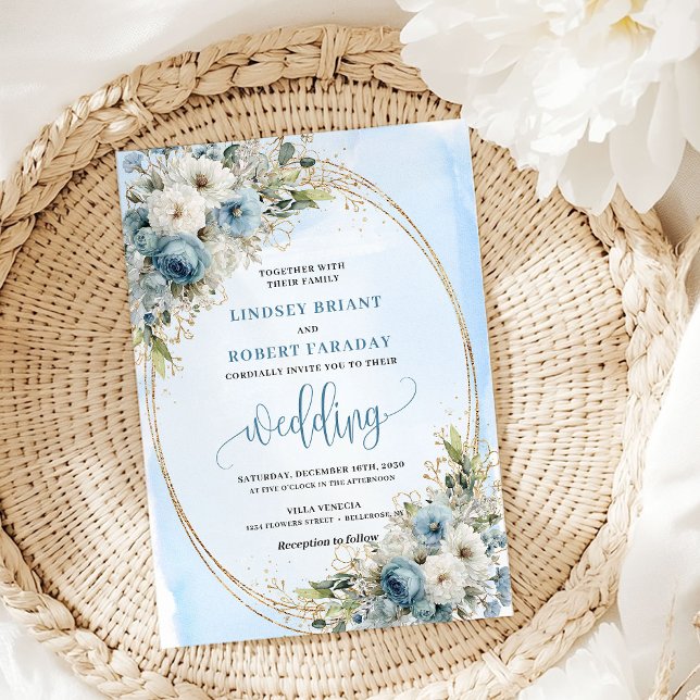 Dusty Blue Floral Greenery wedding invitation (Dusty Blue Floral Greenery wedding invitation

)