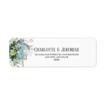 Dusty Blue Floral Greenery Wedding Return Address