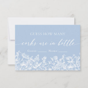 Dusty Blue Floral Guess How Many Corks Game Invitation