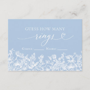 Dusty Blue Floral Guess How Many Rings Game Enclosure Card