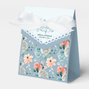 Dusty Blue Floral Lace Decorative Calligraphy Favor Box