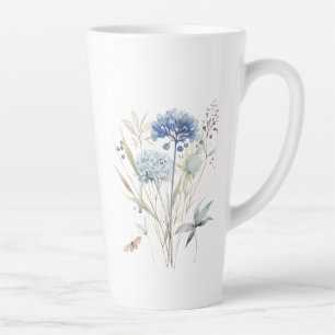 Dusty Blue Floral  Latte Mug