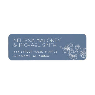 Dusty Blue Floral Line Art