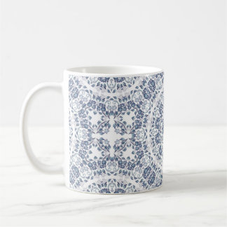 Dusty Blue Floral Mandala  Coffee Mug