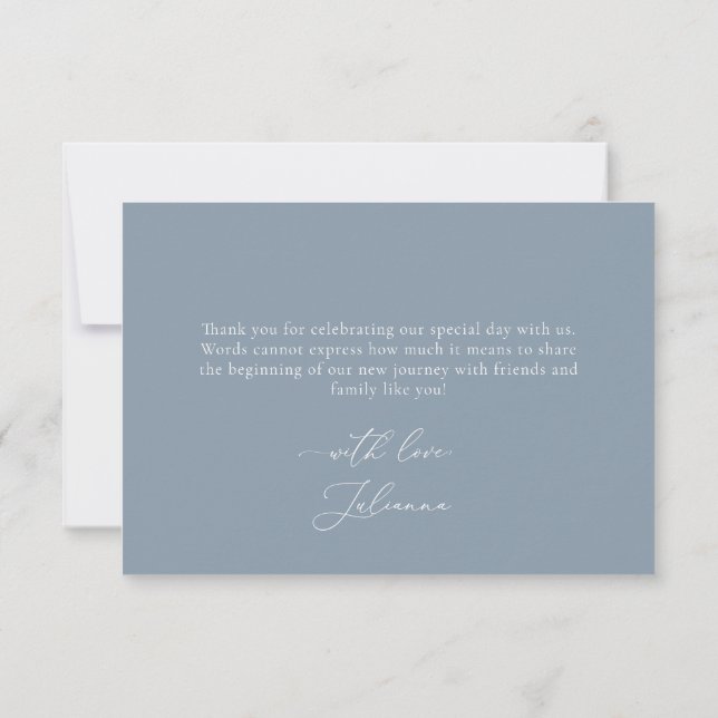 Dusty Blue Floral Mariage Carte de remerciements (Dos)