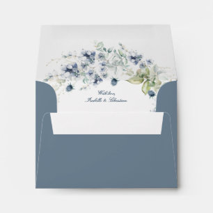 Dusty Blue Floral Mariage Retour Adresse Enveloppe