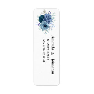 Dusty Blue Floral Mariage Retourner l'adresse Étiq