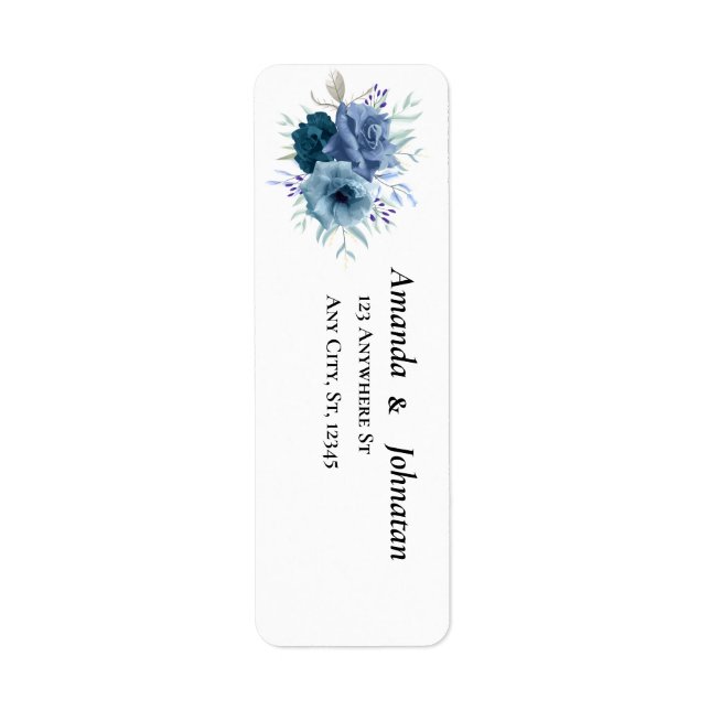 Dusty Blue Floral Mariage Retourner l'adresse Étiq (Devant)