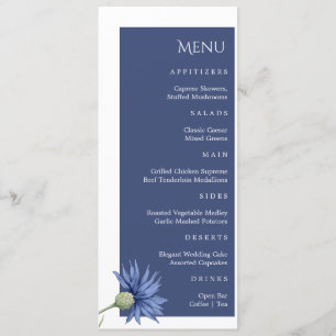 Dusty Blue Floral menu mariage élégant
