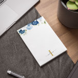 Dusty Blue Floral Monogram Eucalyptus Script Name Notepad<br><div class="desc">Elegant floral watercolor dusty blue,  white,  and navy floral bouquet notepad featuring script monogram name that you can change to any font type that are available here when you click the "Personalize" button. Completely change the background colour by clicking the "Customize this" button</div>
