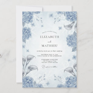 Dusty Blue Floral Opulence Wedding Invitation