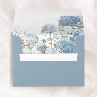 Dusty Blue Floral Printed Wedding Envelopes
