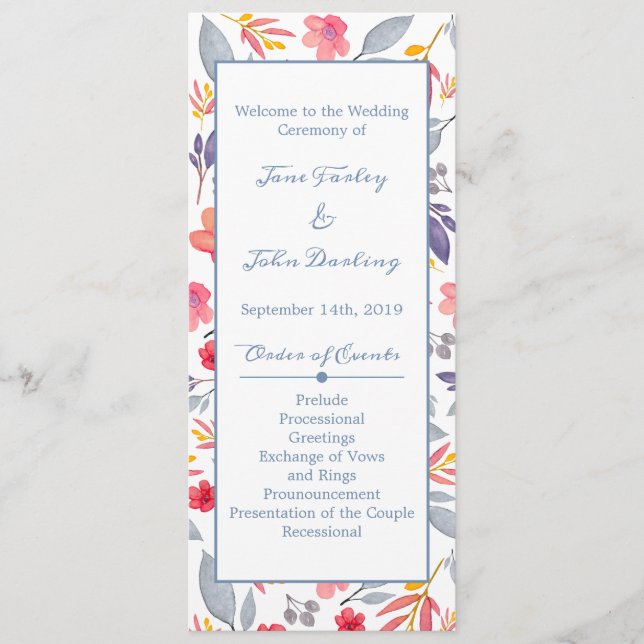 Dusty Blue Floral Program (Front)