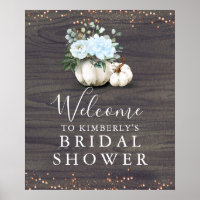 Dusty Blue Floral Pumpkins Bridal Shower Welcome