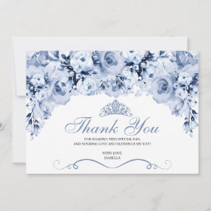 Dusty Blue Floral Quinceanera Thank You
