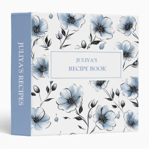 Dusty Blue floral  recipes Binder