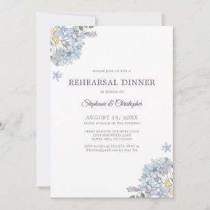 Dusty Blue Floral Rehearsal Dinner Invitation