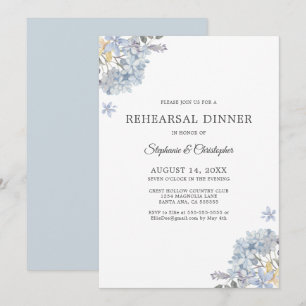 Dusty Blue Floral Rehearsal Dinner Invitation
