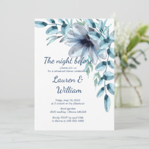 Dusty blue floral Rehearsal Dinner Invitation