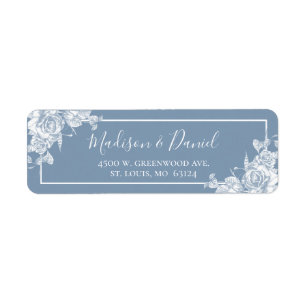 Dusty Blue Floral Return Address