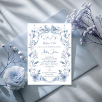Dusty blue floral ribbon elegant bridal shower