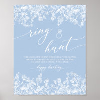 Dusty Blue Floral Ring Hunt Bridal Shower Game