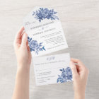 Dusty Blue Floral Roses Foliage Wedding