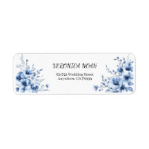 Dusty Blue Floral Rustic Garden Wedding Label