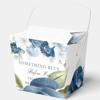 Dusty Blue Floral Script Bridal Shower Favor Box