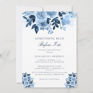 Dusty Blue Floral Script Bridal Shower Invitation