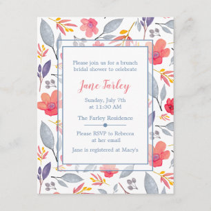 Dusty Blue Floral Shower Invitation