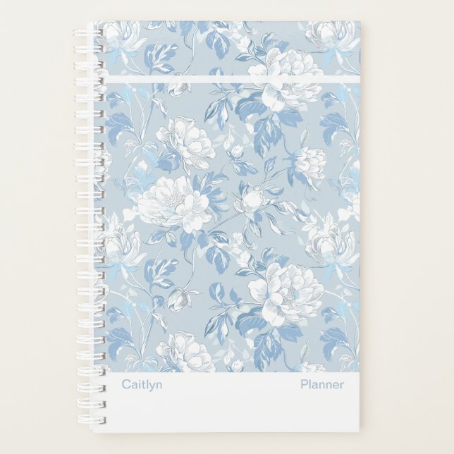 Dusty Blue Floral Small Planner (Front)