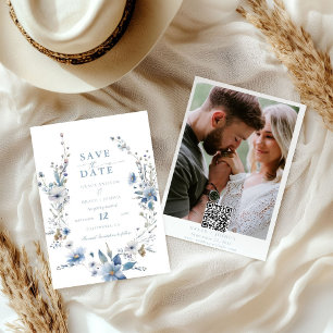 Dusty Blue Floral Spring greenery Wedding Save The Save The Date