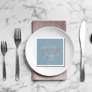 Dusty Blue Floral Spring Wedding Napkin