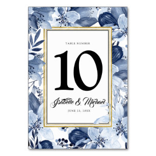 Dusty Blue Floral Table Number Card Template