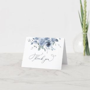 Dusty Blue Floral Thank You Card