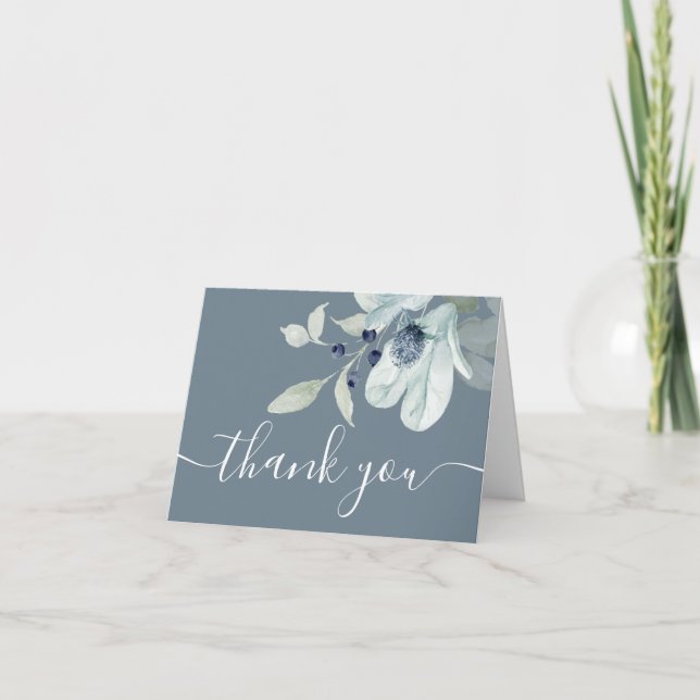 Dusty Blue Floral Thank You Cards (Front)