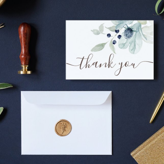 Dusty Blue Floral Thank You Cards (Creator Uploaded)