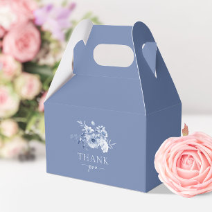Dusty Blue Floral "Thank You" Favour Box