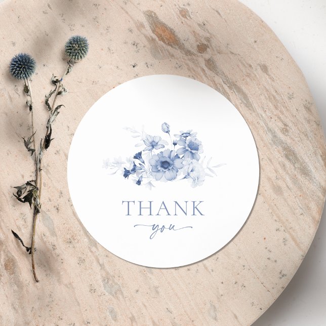 Dusty Blue Floral "Thank You" Sticker (Creator Uploaded)