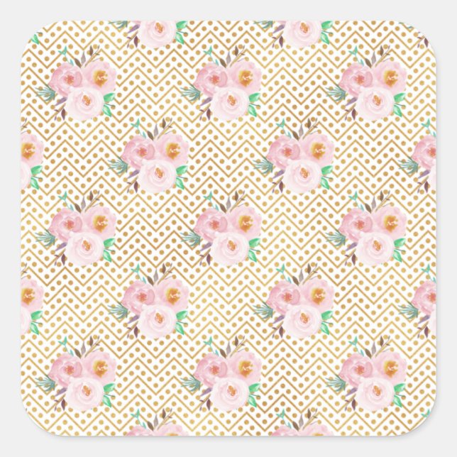 Dusty Blue Floral Ties Square Sticker (Front)