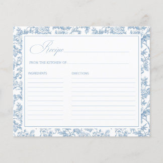 Dusty Blue Floral Toile Recipe Bridal Shower