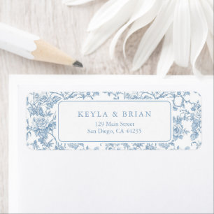 Dusty Blue Floral Toile Wedding Return Address