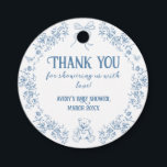 Dusty Blue Floral Vintage Teddy Bear Baby Shower Favour Tags<br><div class="desc">Dusty Blue Whimsical Floral Baby Shower</div>